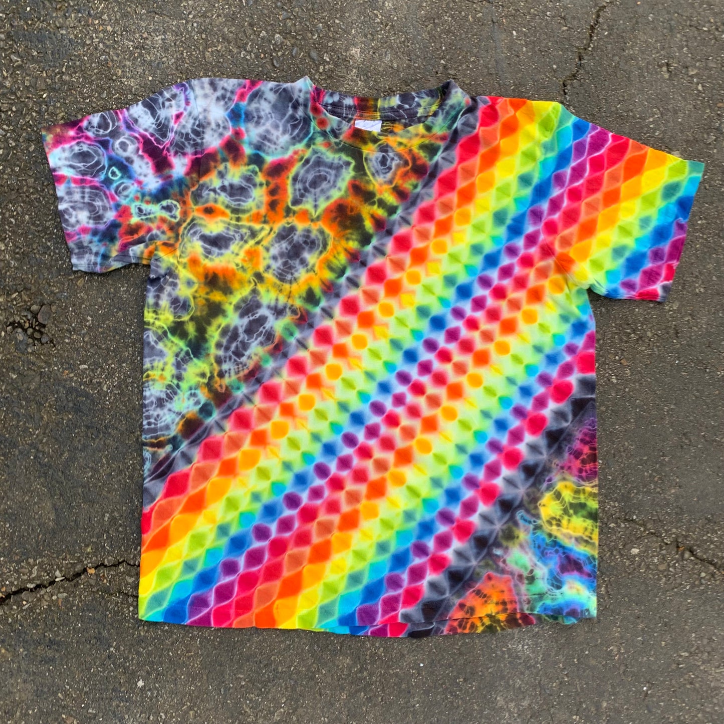 "RAINBOW ROAD" Small Unisex Tie Dye T-Shirt