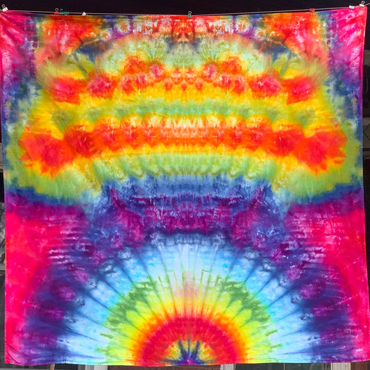 "FULL SPECTRUM ERUPTION" 4ft. x 4ft. Tie Dye Tapestry