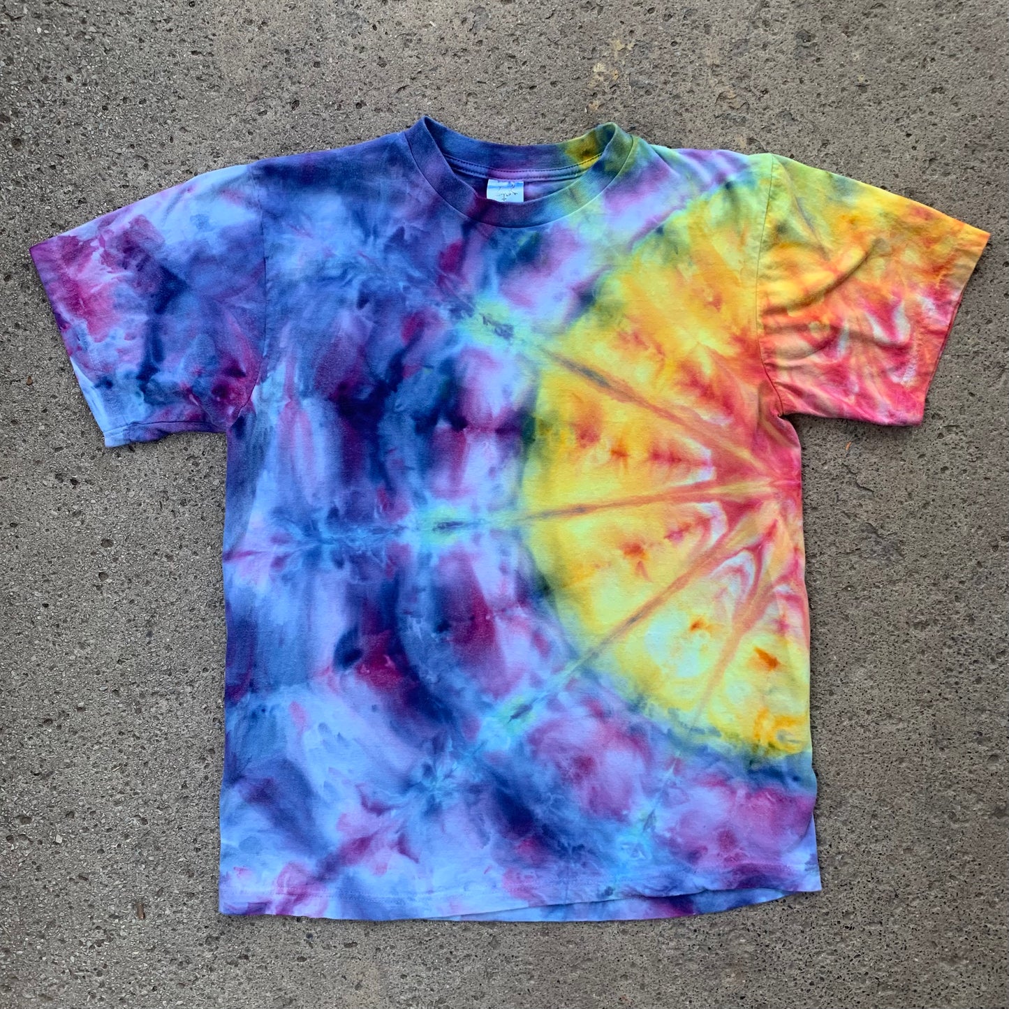 "RAINBOW FAN FOLD #1" Medium Ice Dyed T-Shirt