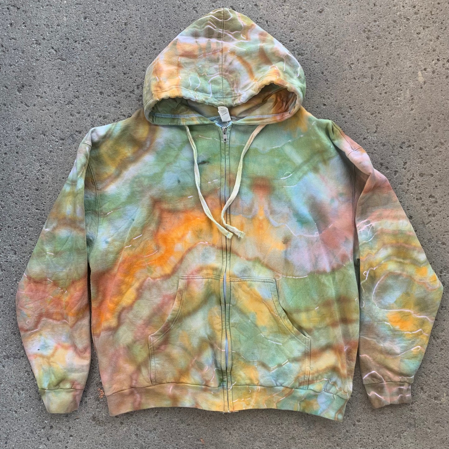 "MOSSY SANDSTONE #3" XL Ice Dyed Zip-up Hoodie