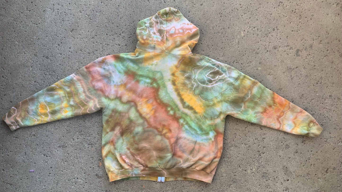 "MOSSY SANDSTONE #3" XL Ice Dyed Zip-up Hoodie