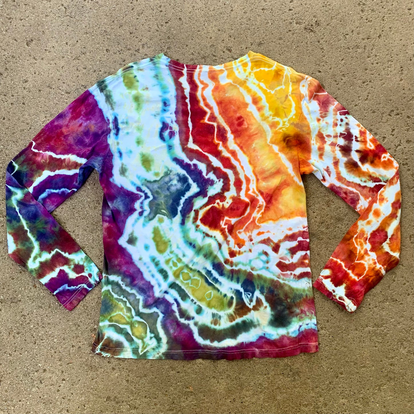 "RAINBOW ROX" Large Ice Dyed Long Sleeve T-Shirt