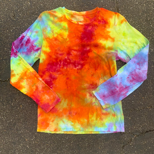 "RAINBOW FLOW #3" Large Ice Dyed Long Sleeve T-Shirt